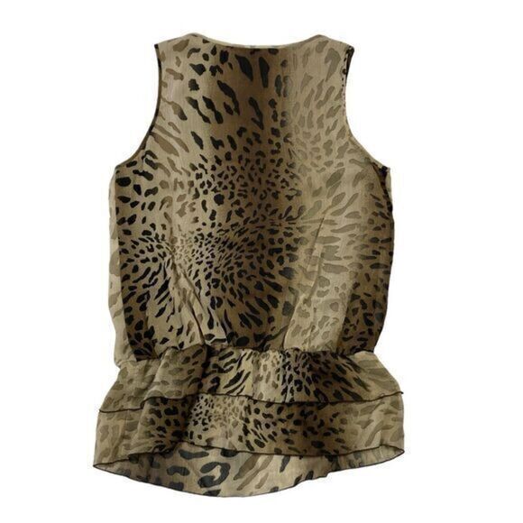 New Direction Sleeveless Blouse Womens Size Medium Leopard Print Embellished Top - Picture 5 of 12